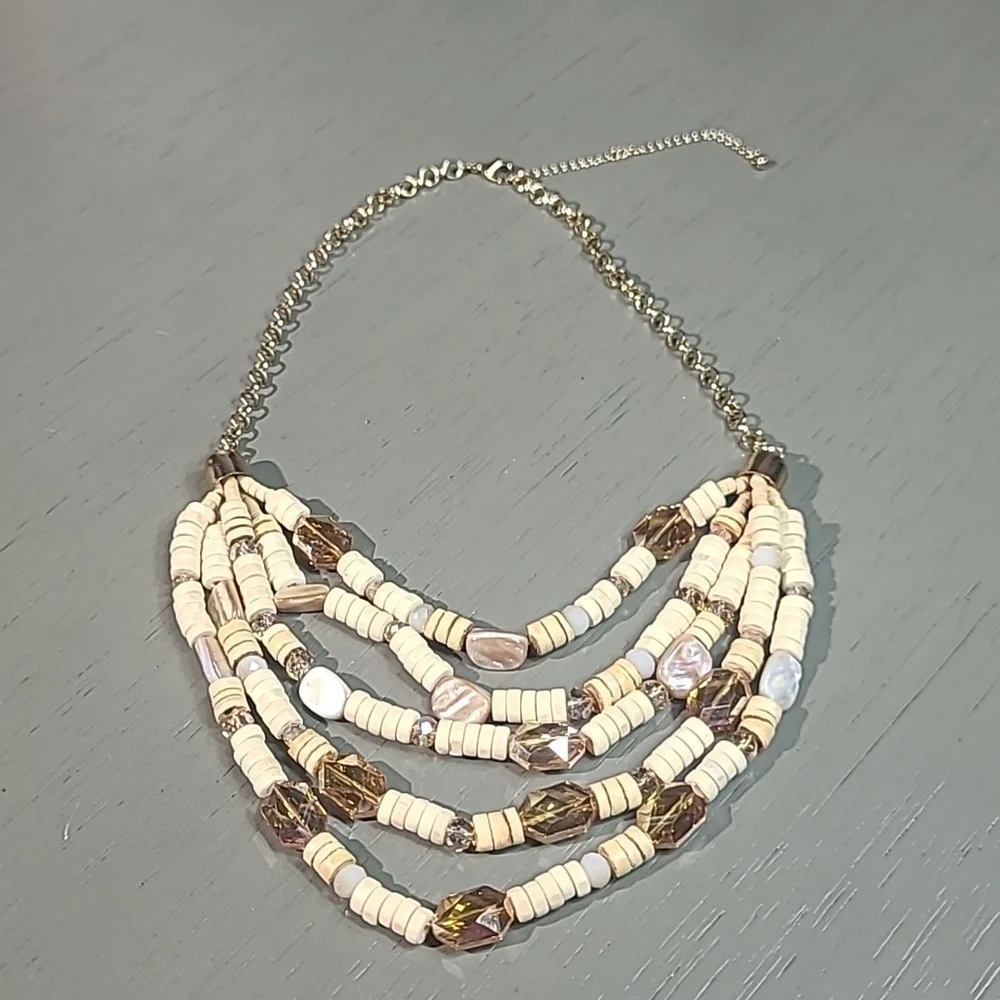 Sophis & Kate Gold and Brown Beaded Necklace and Earring Set